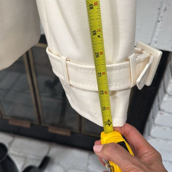 Anne Klein Coat double breasted Blazer Jacket Sz 8 Stretch Ivory Beige Cream - Picture 4 of 7